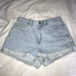 F21 light denim shorts